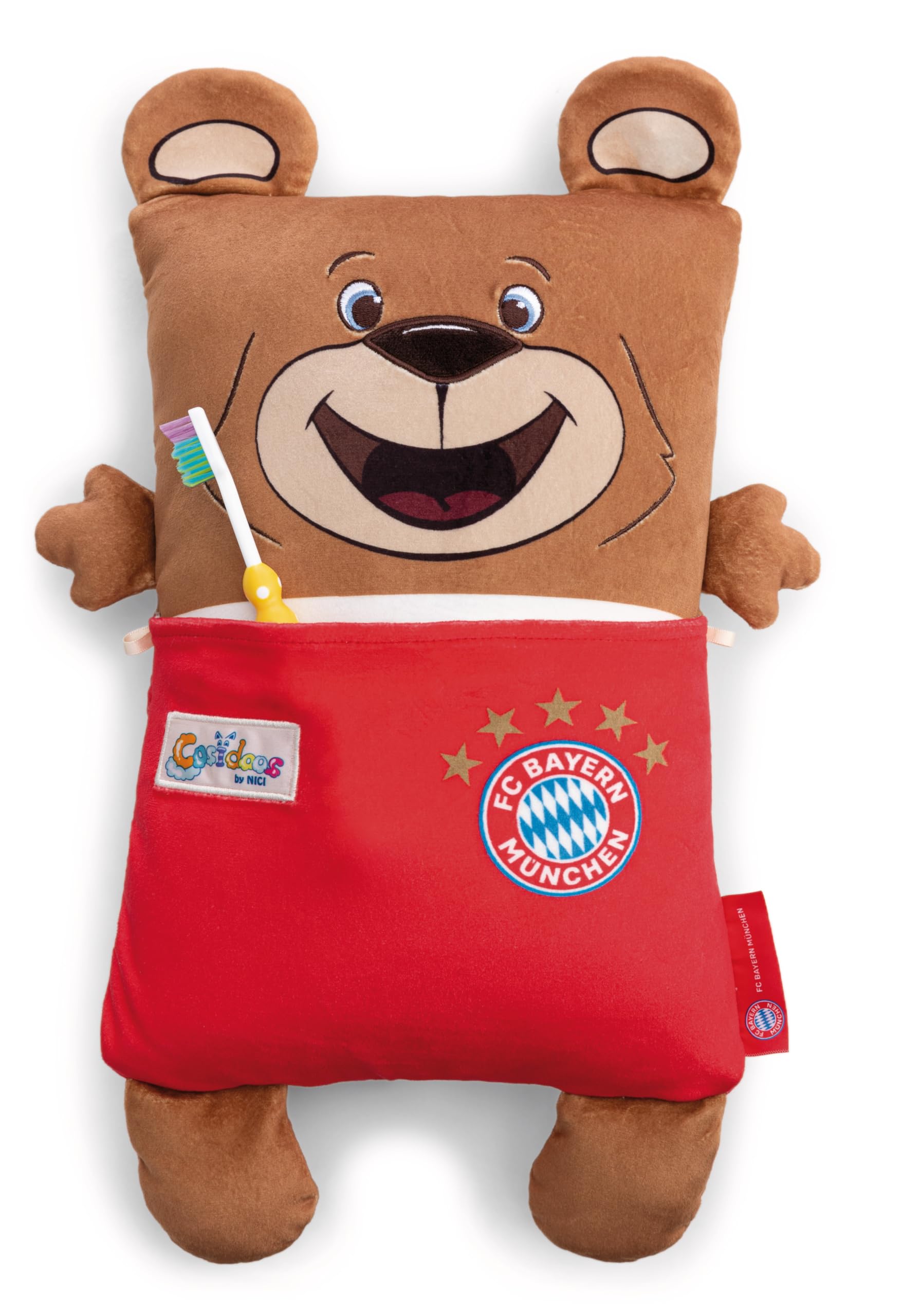 NICI 63177 Cosidoos przytulanka FC Bayern Monachium, odwracalna, miękki pluszak, urocza pluszowa zabawka do przytulania i zabawy, dla dzieci i dorosłych, świetny pomysł na prezent, 30 x 20cm, brązowa