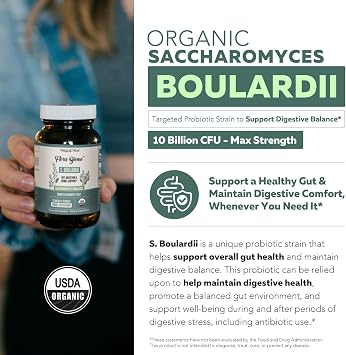 Organic Saccharomyces Boulardii - 10 Billion CFU, Clinically Validated