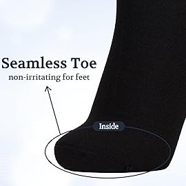 +MD Diabetic Socks Men Women-6 Pairs, Non-Binding Extra Wide Crew Socks, Circulator Socks for Edema 10-13 Black