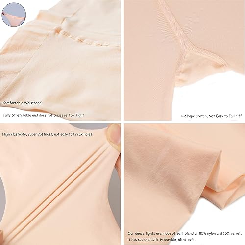 Miniatura 4 de DANCEYOU Mallas de baile para mujer, 2 pares de mallas de ballet convertiblescon pies para niñas, leggings opacos para niños pequeños, niños y