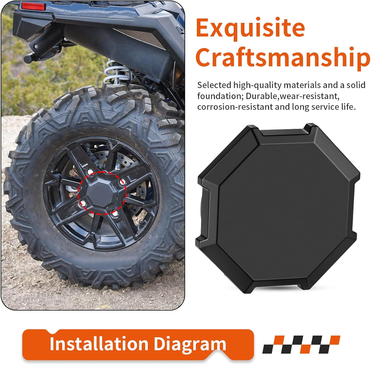 Center Hub Wheel Cap for Polaris Sportsman 850 1000 XP Touring SP Premium 2017-2024 1521999-458