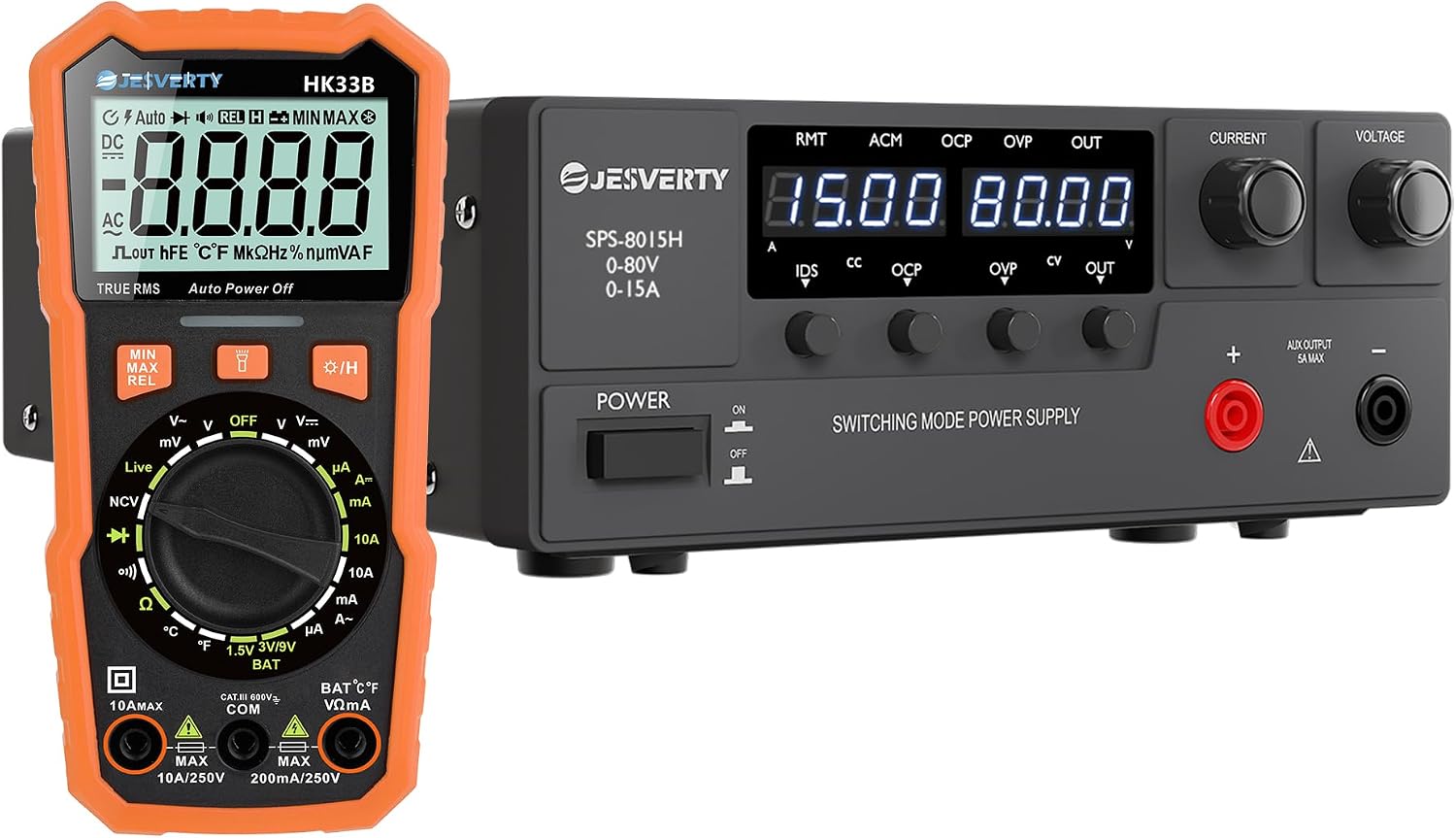 DC Power Supply Variable, 0-80V 0-15A 1200W & Multimeter Tester 2000 Counts Digital Multimeter