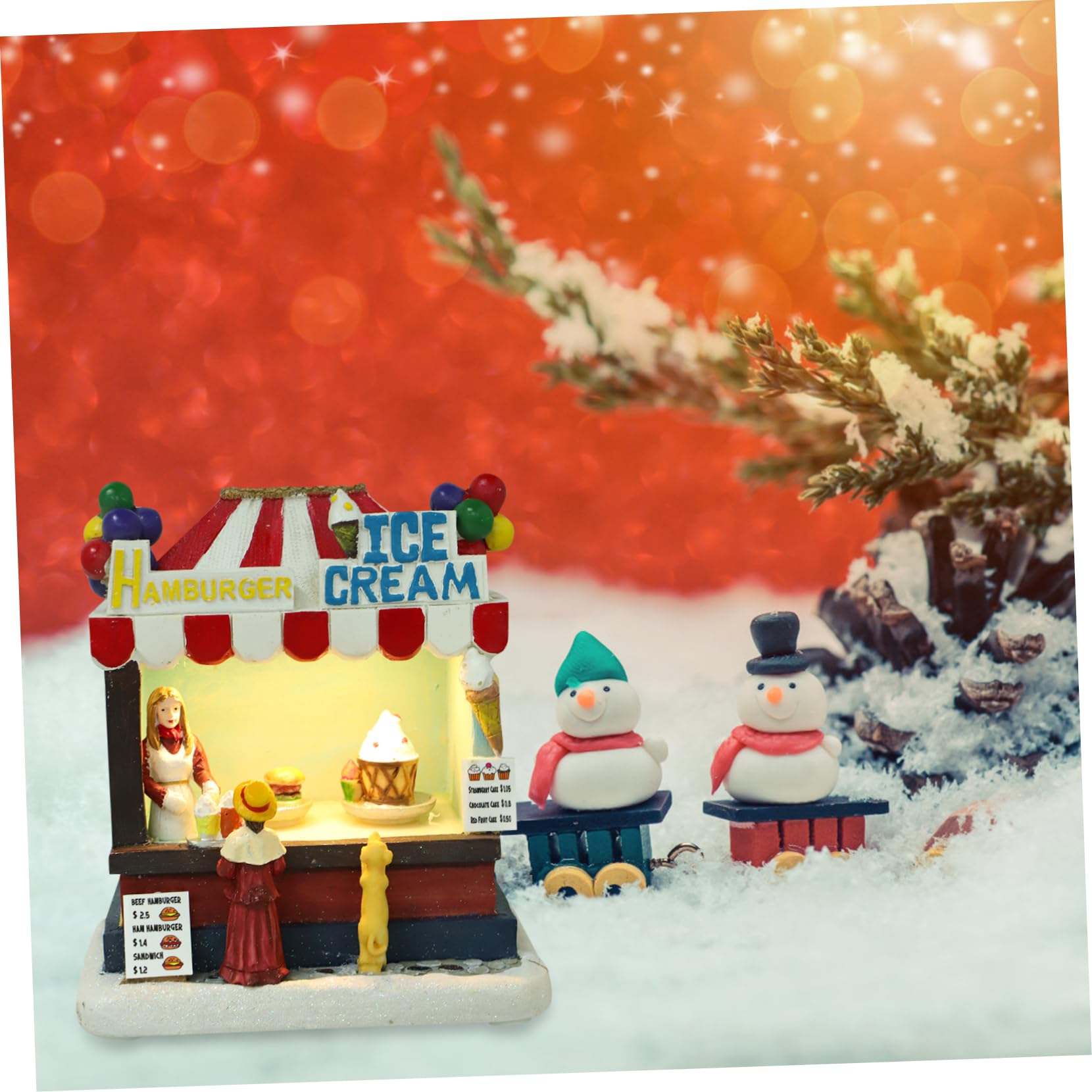 Cabilock Retro Christmas Resin Villa Luminous House Model for Decor Xmas Party Ornament