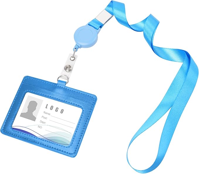 Porte Badge, Avec Enrouleur De Badge Rétractable, Porte Badge En Cuir