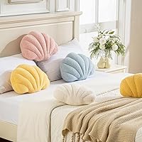 Vista 5 de Almohada con forma de concha de mar, almohadas decorativas de conchas de mar azul para cama, almohada decorativa de felpa suave, decoración de sofá