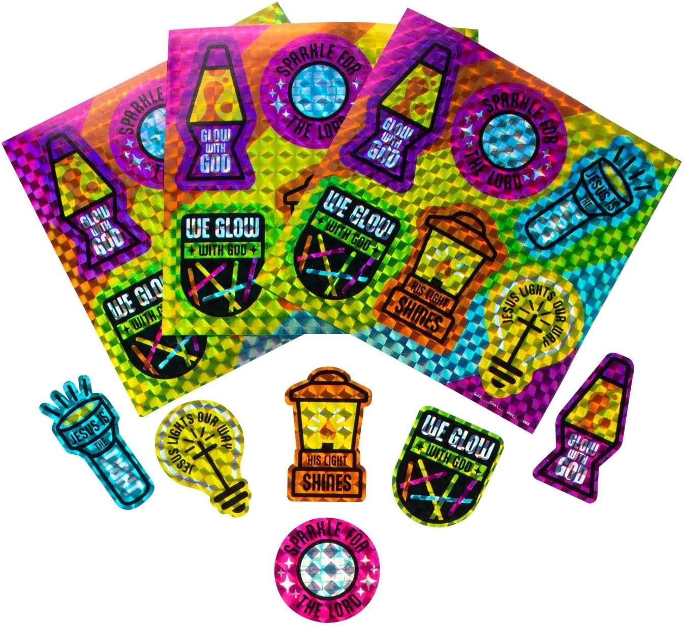 4 1/4" Bulk 50 Pieces Jesus is the Light VBS 2026 Prism Sticker Sheets