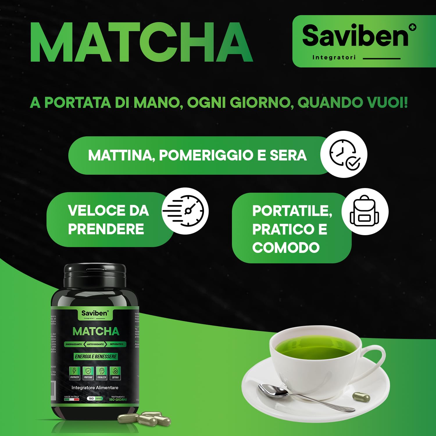 integratore Te Verde Matcha Giapponese 180 Capsule per dieta keto The Matcha Dimagrante naturale ultra Potente Antiossidante Energizzante Potenzia il Metabolismo Rafforza difese immunitarie