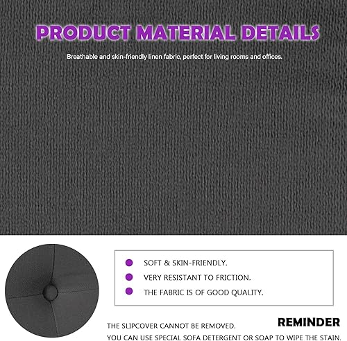 Miniatura 4 de TYBOATLE Moderno sofá tapizado con botones de 2 plazas con 2 puertos de carga USB, asientos de tela de mediados de siglo para espacios pequeños,