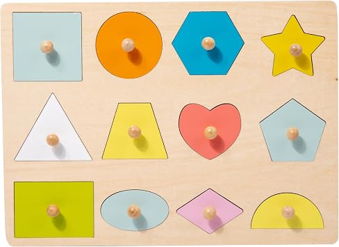 Adena Montessori Wooden Cognition Knob Puzzles Toddler Development Toy