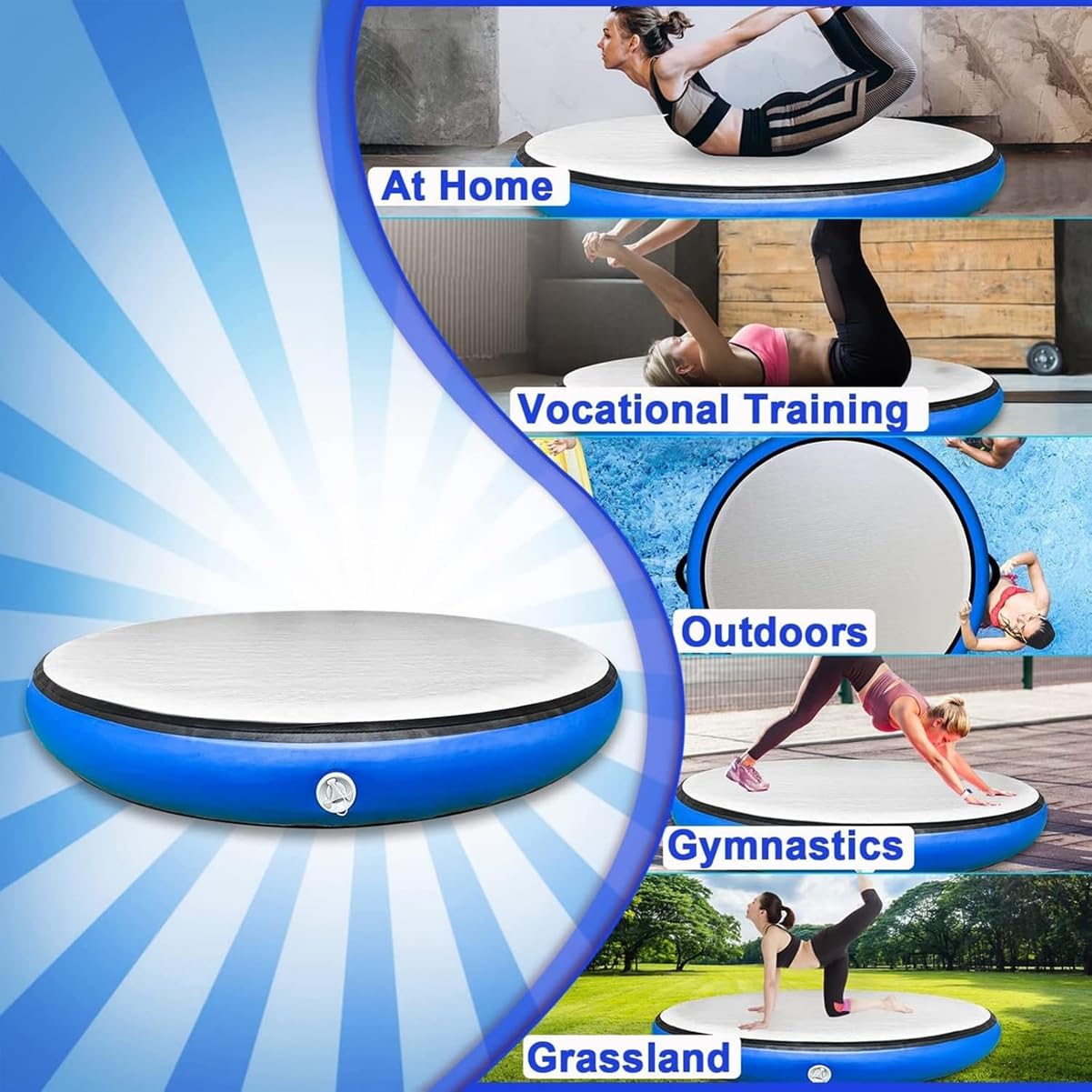 Track Ginnastica Artistica Tappetino Da Ginnastica Gonfiabile Da 4 Pollici  Di Spessore, Tappetini Da Allenamento Per Uso Domestico/Palestra/Yoga/ Cheerleader/Spiaggia/Parco/Acqua, 16 Piedi, Rosa Materassino Ginnastica  Artistica, image size:1201x1201