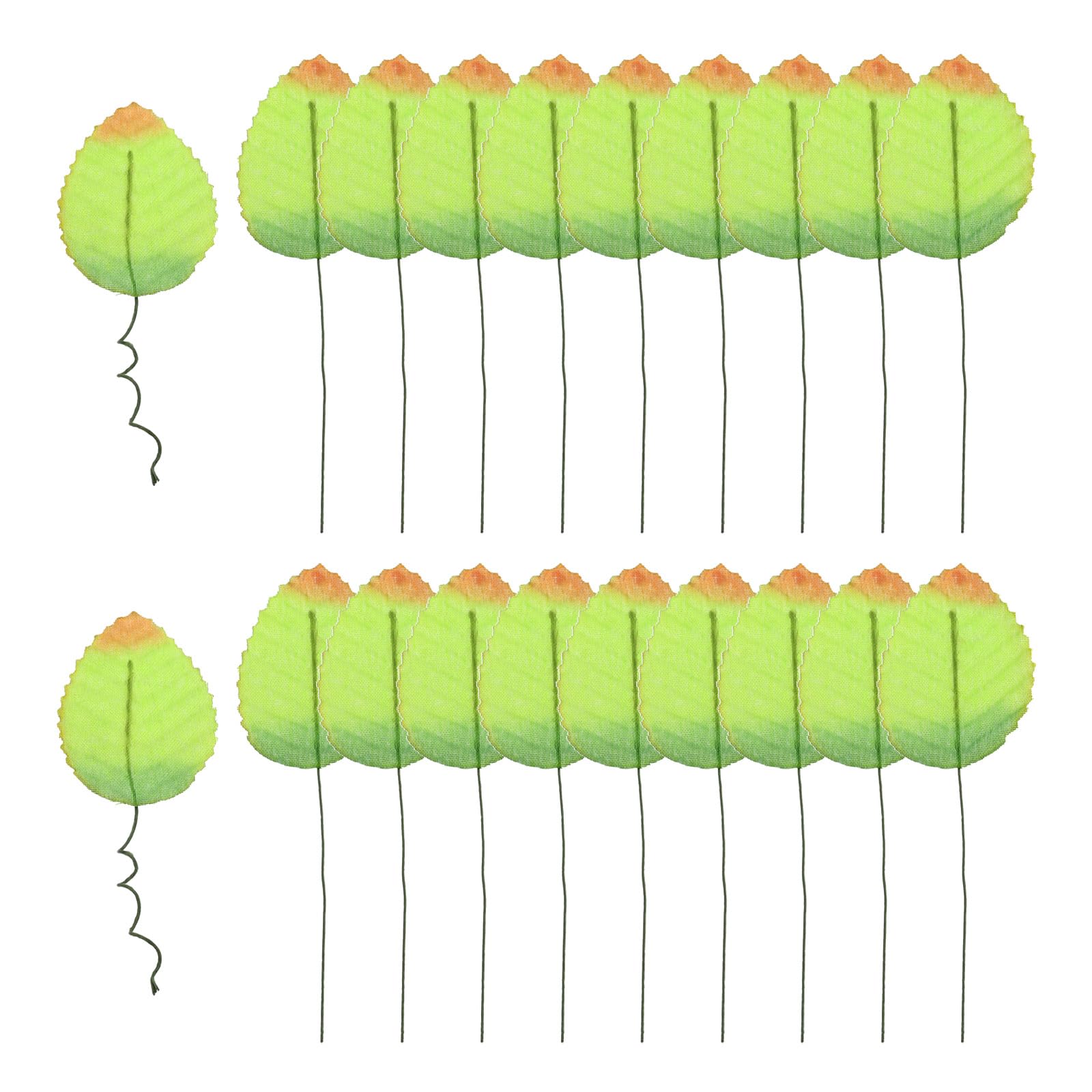 PATIKIL Orange/Green Artificial Leaves with Stems