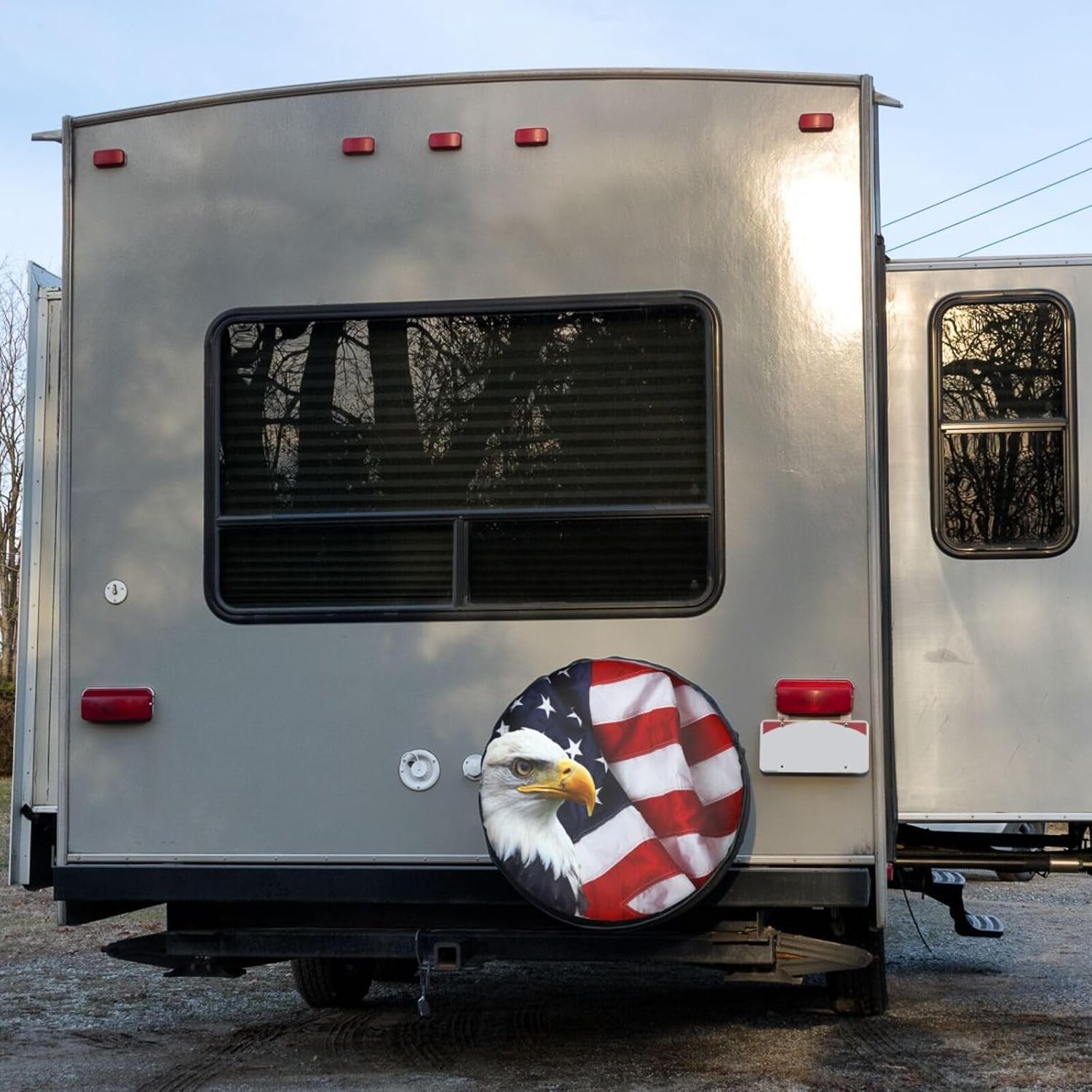 American Flag Eagle Spare Tire Cover Dust-Proof Wheel Tire Cover Fit Trailer, RV, SUV and Many Vehicle 13 Inch