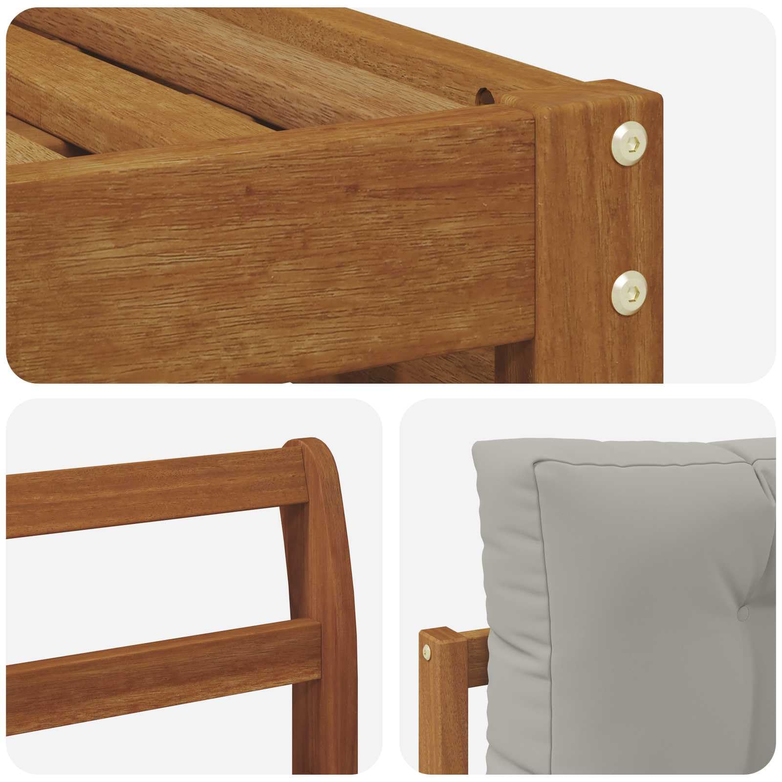 vidaXL Zestawy sof 7 pcs Naturalny i Jasny Szary Lite Drewno Akacji, Ogród, Wygodny zestaw wypoczynkowy, Siedzenie na zewnątrz, Patio, Nowoczesny taras, Meble wygodne