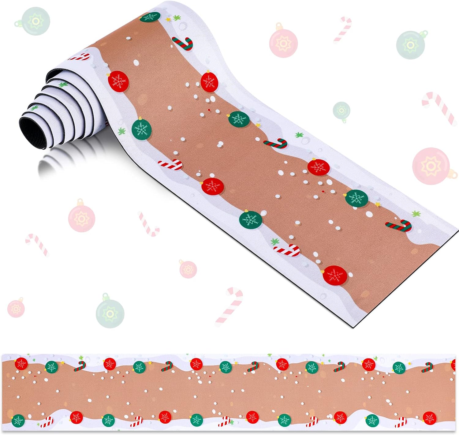 Jetec Christmas Village Street Mat Holiday Road Decor Platform,Candy Cane