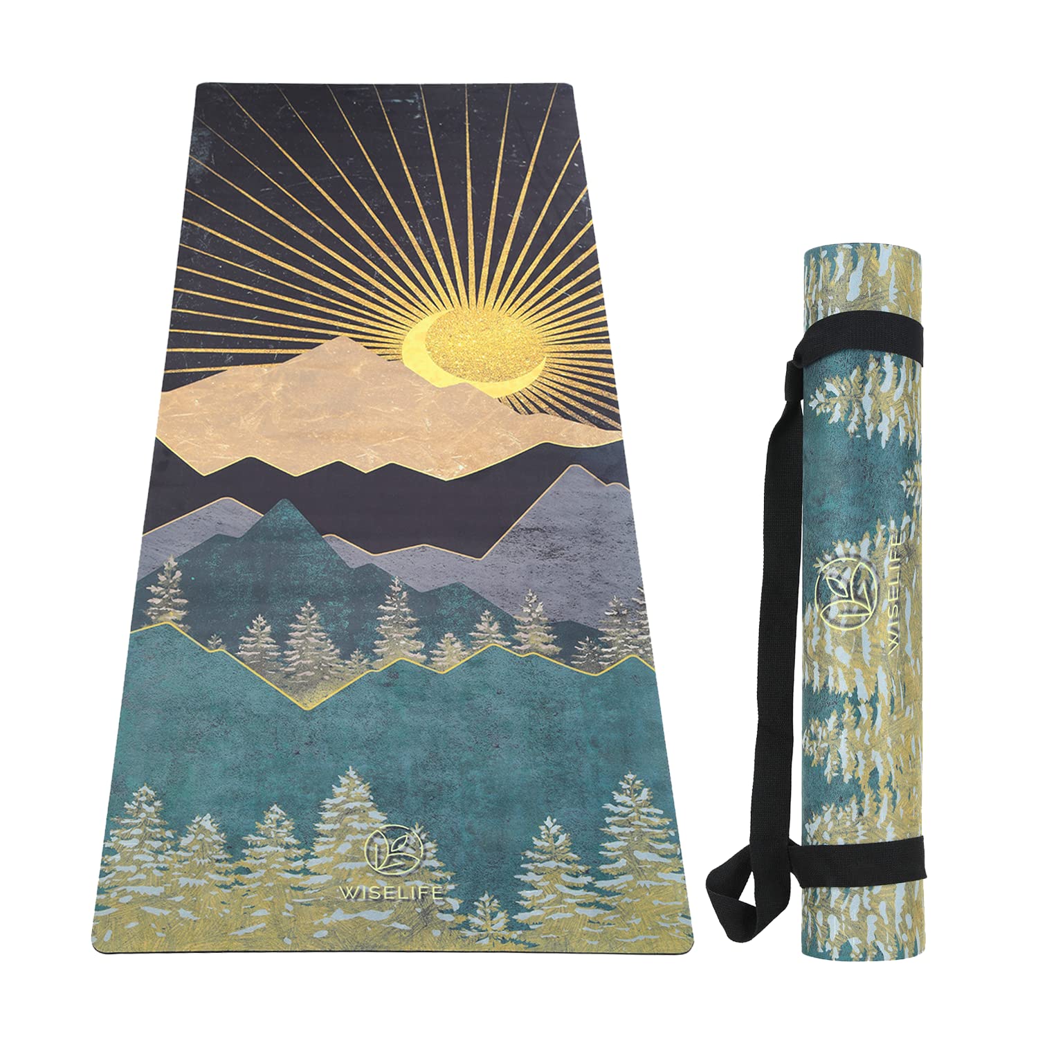 Wiselife Suede Natural Rubber Yoga Mat + Carry Strap - Arabian Night ...