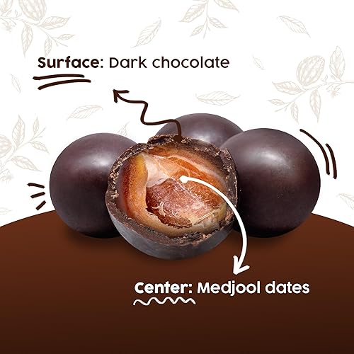 Miniatura 5 de Dorrel Dátiles cubiertos de chocolate negro - Snacks nutritivos y dulces - Orgánico, vegano - Fuente de alta energía - Sin OMG - Kosher Pareve -