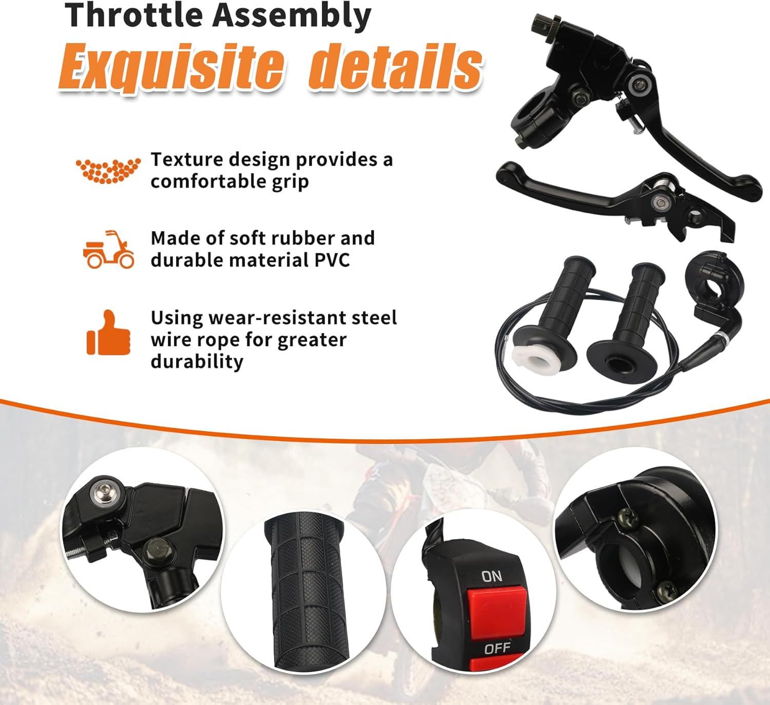 Brake Lever Cable Folding Clutch Throttle Handle Grips Cable Kit for RFZ125 DBX15 X18 X19 Tao Tao 50cc 70cc 110cc 125cc 150cc Apollo DB17 DB27 Coolster M125 SSR Pit Dirt Bike Motorcycle（BLACK）