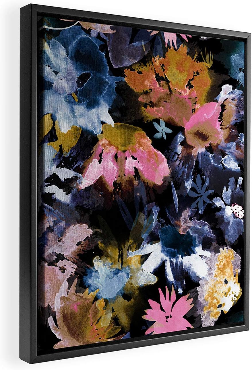 Deny Designs Ninola Designs Spring Memories Dark Painting Black Framed Art Canvas, 8" x 10"