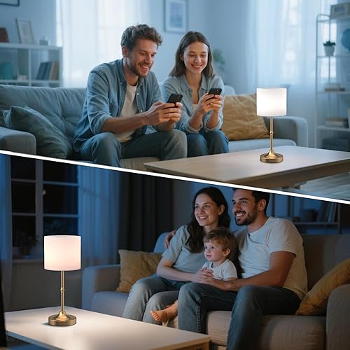 Miniatura 6 de Lámpara de mesa LED inalámbrica, lámpara de escritorio portátil con pantalla de tela, iluminación recargable alimentada por batería, luz regulable