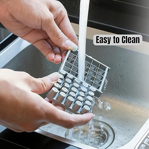 Miniatura 9 de Cortador de papas fritas con 2 cuchillas de acero inoxidable Cortador de patatas para cortar papas, zanahorias, pepinos y cebollas Base