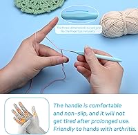 Vista 4 de Gancho de ganchillo de 0,5 mm, mango ergonómico para manos con artritis, agujas de tejer extra largas para principiantes y lana para ganchillo