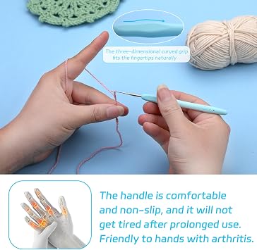 0.5 mm Crochet Hook, Ergonomic Handle for Arthritic Hands, Extra Long Knitting Needles for Beginners and Crocheting Yarn (0.5 mm)
