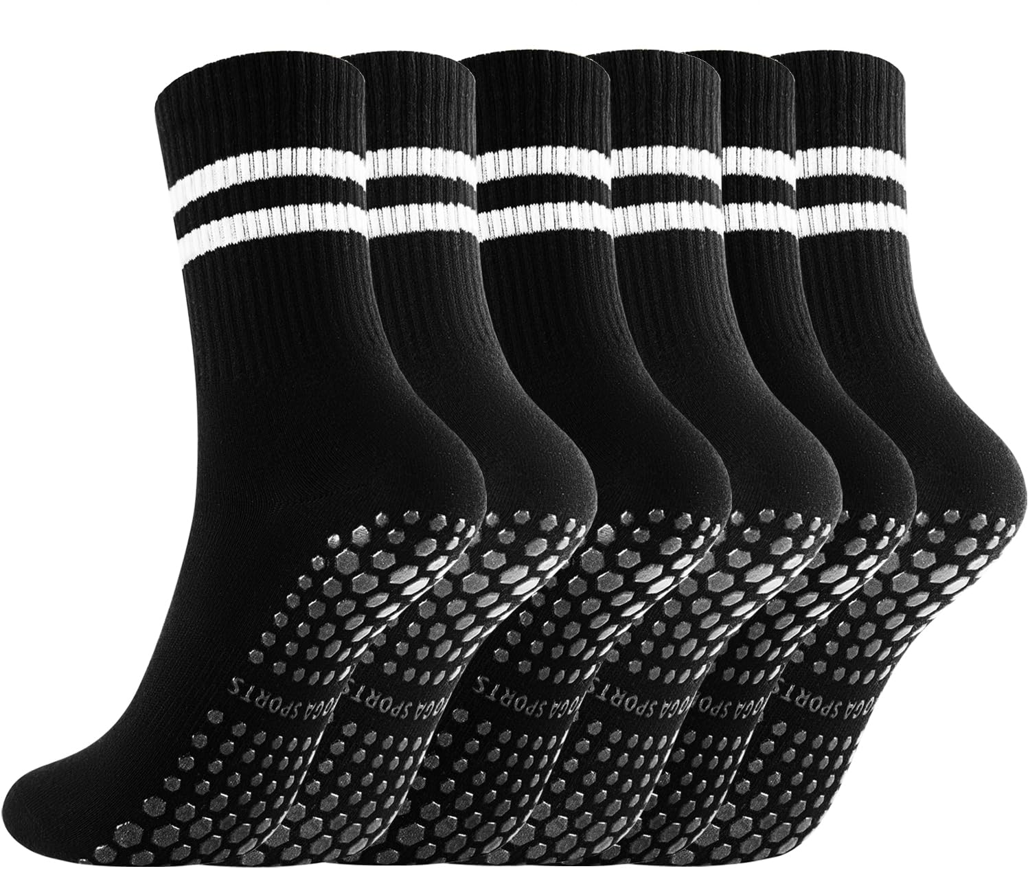 Gendewiner 3 Paar Yoga Pilates Socken Baumwolle Schwarz Barfuß abs Set Ballett Grippy Stopper 39-42 35-39 Rutschfeste Antirutsch Zubehör Grip Kit Stoppersocken für Damen und Herren