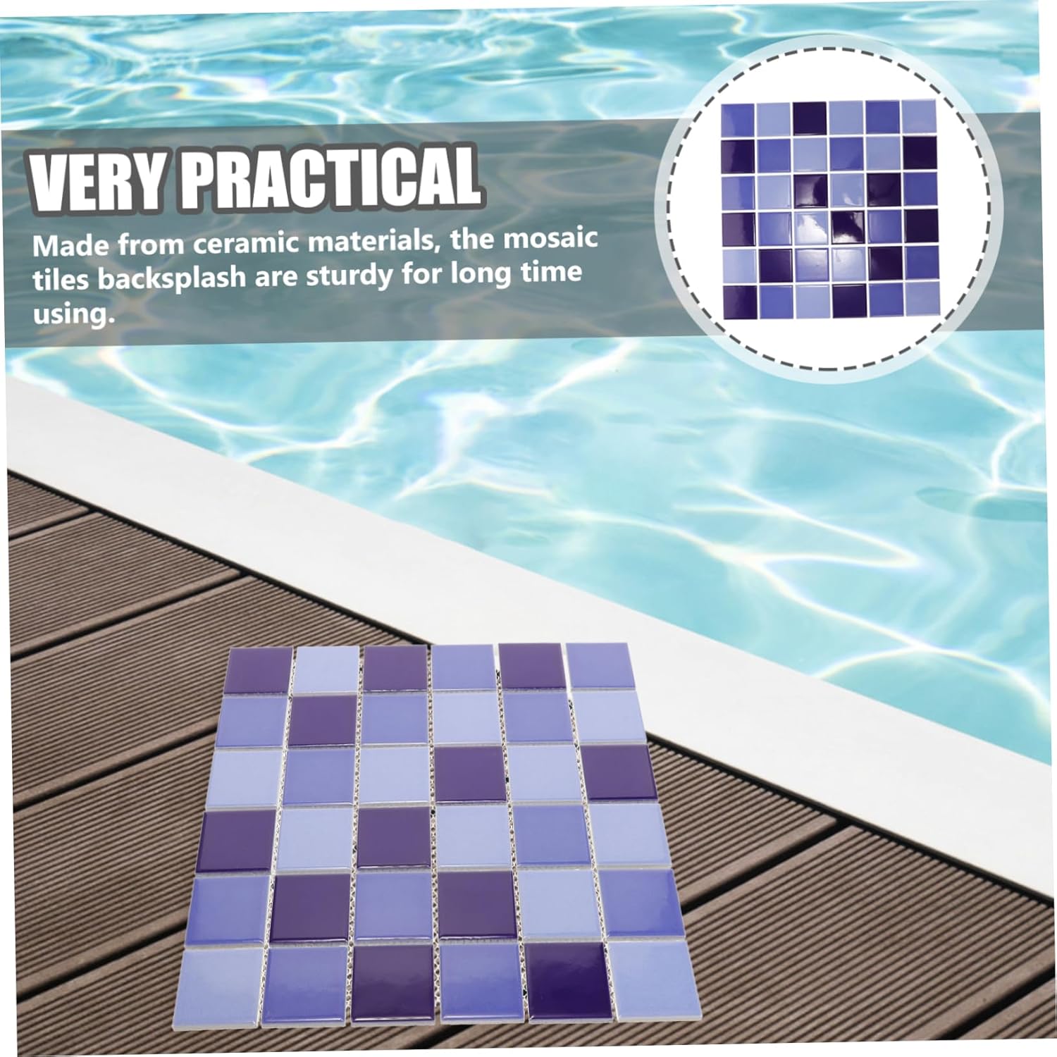 Toddmomy 36pcs Decorative Ceramic Pool Tiles Mosaic Tiles for Bathroom Kitchen Backsplash DIY Home Decor