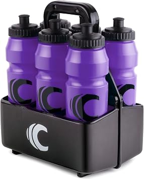 Cannon Sports 1 Liter Sports Water Bottle, BPA-Free, 34oz Capacity, Large Mouth, 2 lids (Straw & Squeeze) with Carrier, Great For Helmet Sports Such As Hockey, Lacrosse, Football, Boxing (Purple)