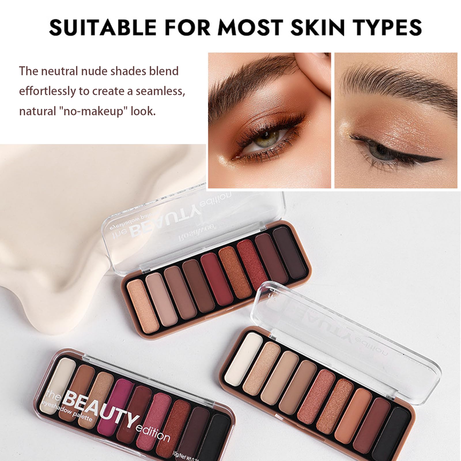 Nine-Shade Matte & Shimmery Eyeshadow Palette in Earthy Tones for Day & Night Makeup - Image 2