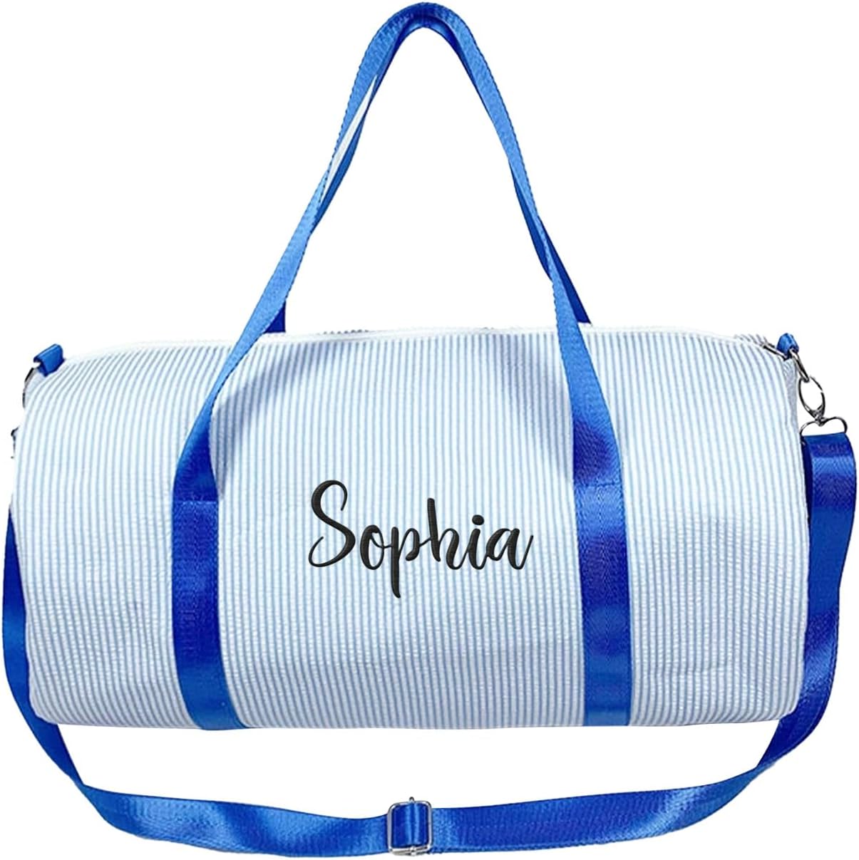 Personalized Seersucker Kids Travel Duffle & Cosmetic Bag, Custom Makeup Bag and Dance Bags Set for Dance Weekender Sleepover Girls