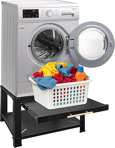 Miniatura 1 de Royxen Pedestales para lavadora y secadora con cajón, pedestal de metal resistente de 29 pulgadas, soporte universal para lavadora para estante de