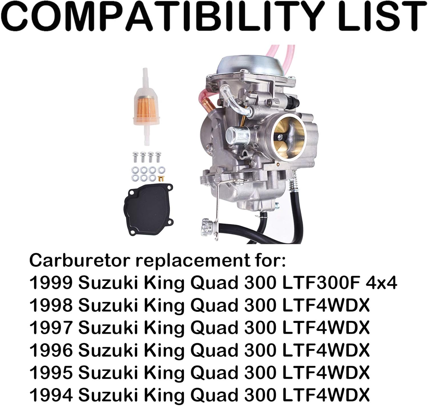 waltyotur Carburetor Carb Replacement for Suzuki King Quad 300 1994-1998 LTF4WDX 1999 LTF300F 4x4