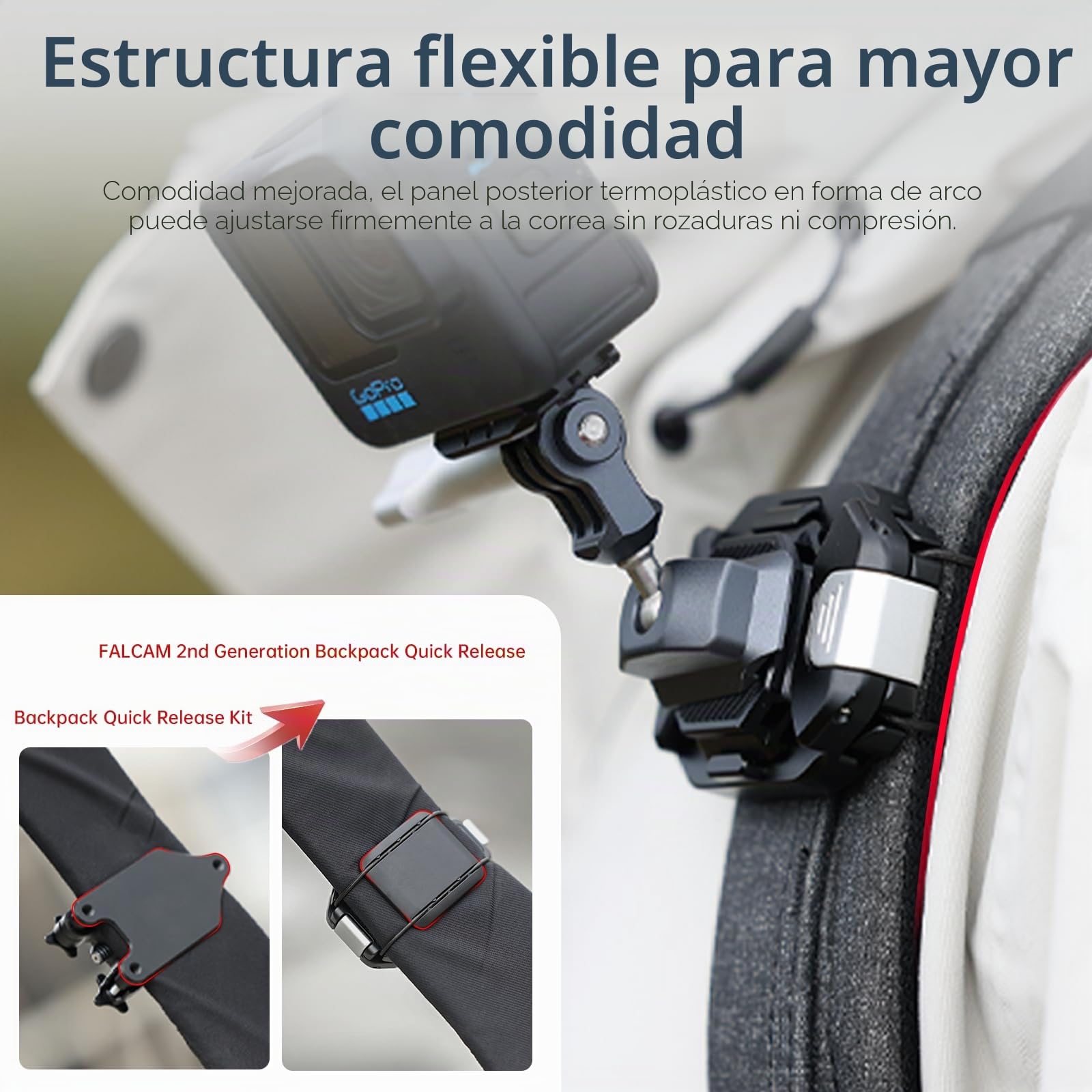 FALCAM F38B3803 Kit Clip Camera V2, F38 Clip Mochila con Placa para Mochila, Correa de Hombro y cámara