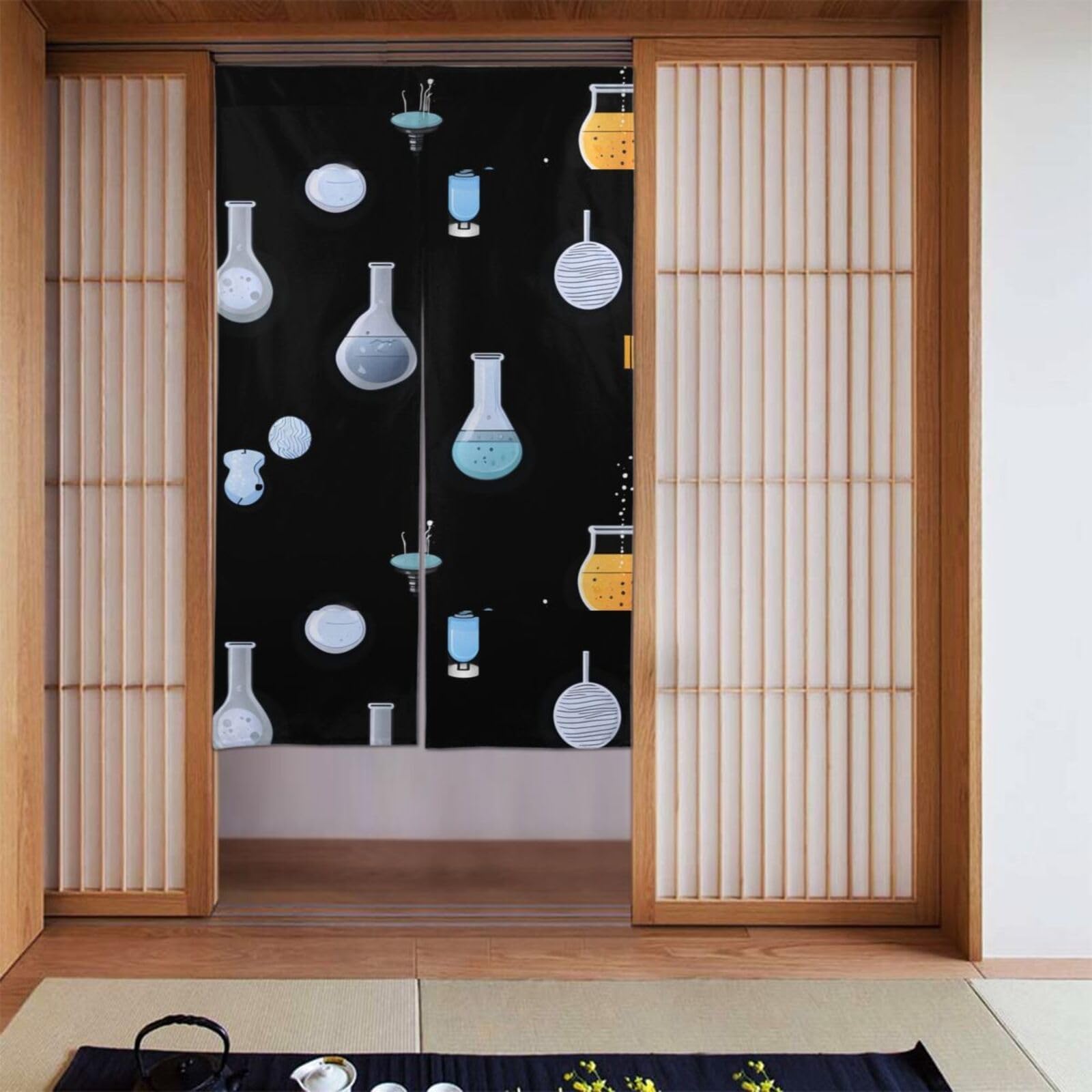 Laboratory equipment Prints Door curtain partition splicing privacy protection suitable for kitchen, bathroom, room 34x56in