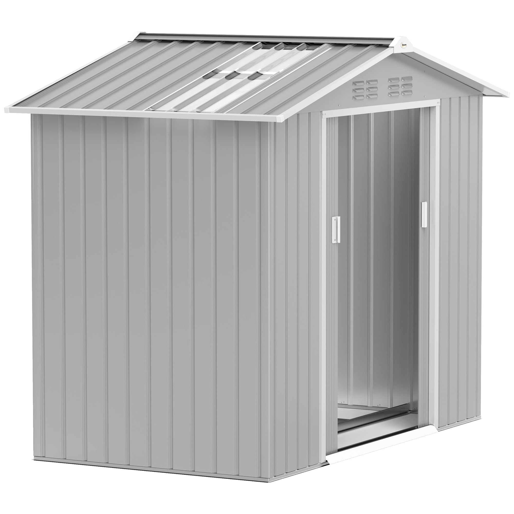 Outsunny Caseta de Jardín Exterior, 2,5 m² 213x130x185 cm, Cobertizo de Jardín Exterior Metálico con 2 Puertas Correderas, Base Refuerzo (Suelo NO Incluido) y 4 Ventanas, Verde Oscuro — view 10