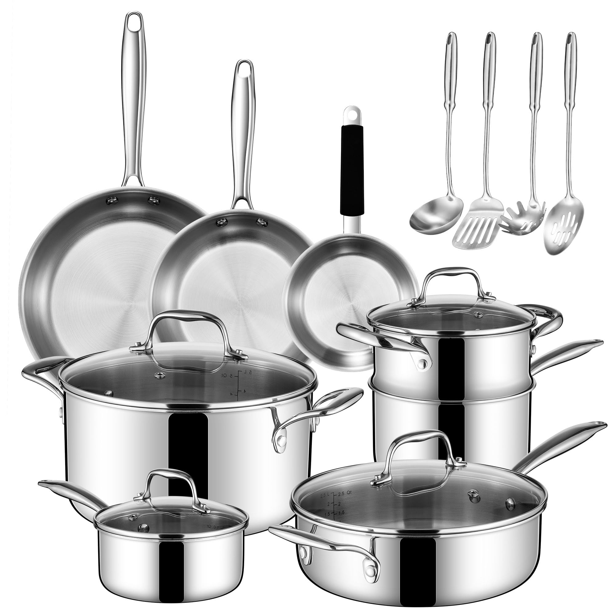 SuperCook Tri-ply 16 Piece Stainless Steel Cookware Set