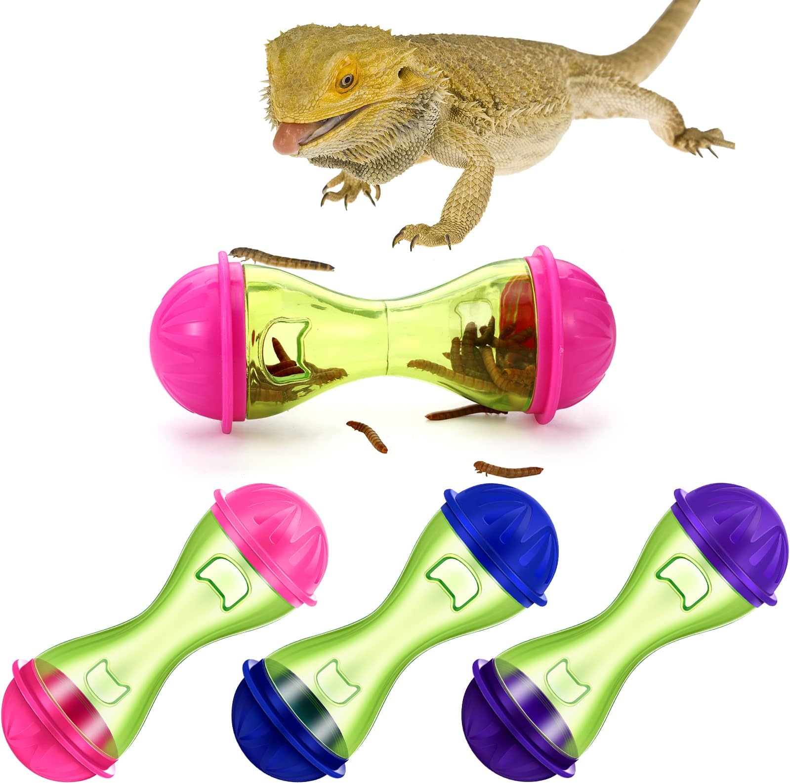Kathfly 3 Pcs Bearded Dragon Toys Reptile Enrichment Toy Bearded Dragon Tank Accessories Reptile Food Toys Ball Interactive Toys for Lizard Reptile Tank Decor Gecko Small Animals Habitat Terrarium