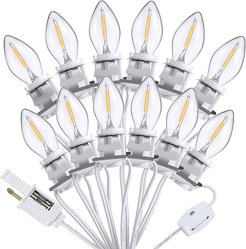 Miniatura 1 de Meonum Cable de accesorios con 12 bombillas LED, cable de luz C7 de aldea navideña con dos fusibles de repuesto, tira de luces de molde de soplado