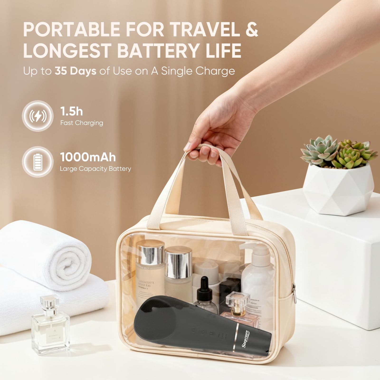 Cepillo de limpieza facial 2 en 1 y limpiador de piel, cepillo facial con 7 modos, cepillo de limpieza sónico impermeable para limpieza profunda, exfoliación suave y masaje, para todo tipo de piel