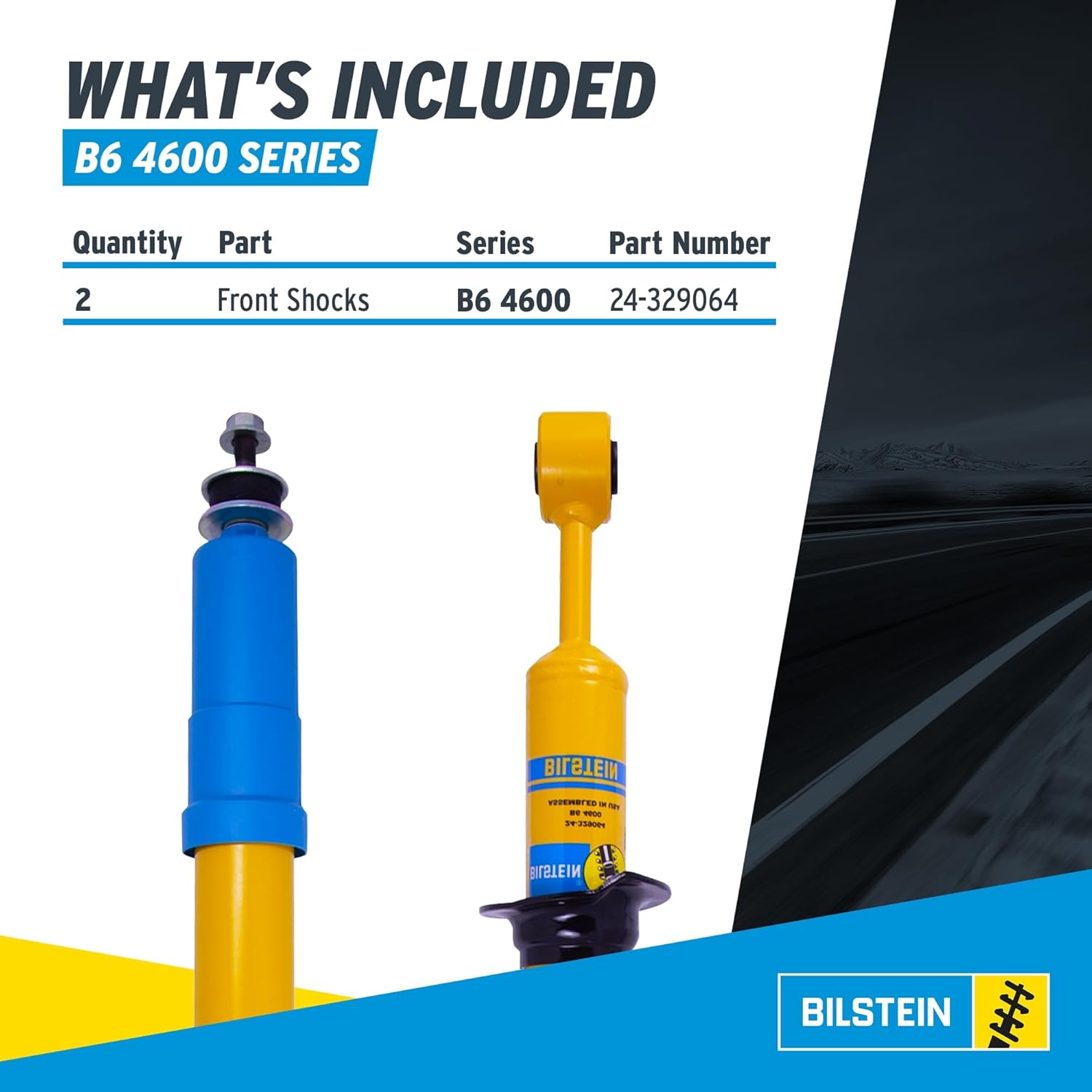Bilstein Pair of Front B6 4600 Series Shocks Compatible with 2010-2024 4Runner with 0" Front Lift | Easy Installation | Smooth Performance | Built to Last