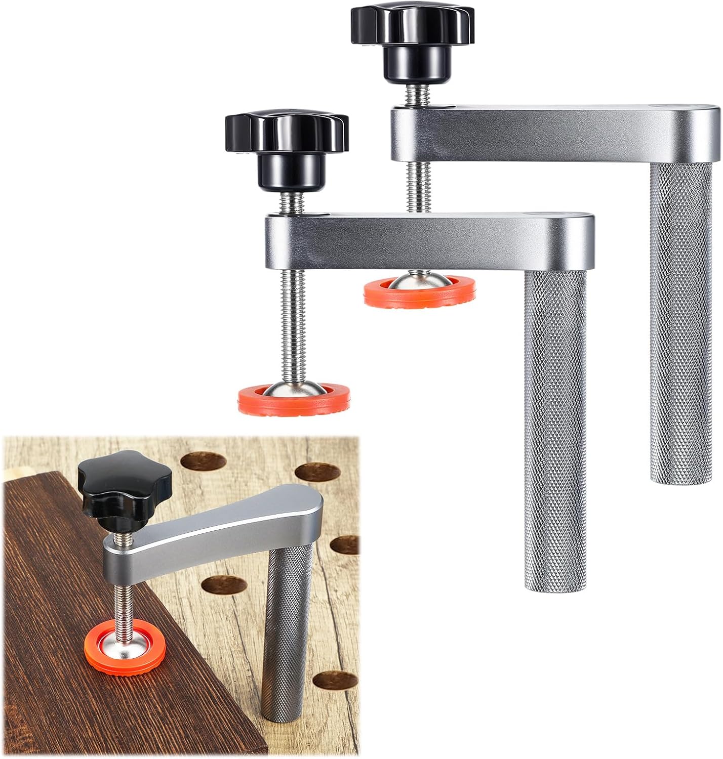 2 Pack 3/4" (19mm) Bench Dog Clamps, Dog Hold Clamp Secure Woodworking Clamps For Woodworking, Anti-Twist, Compatible Workbenches, for Craftsmen & DIYers