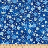 Elizabeth Studio Landscape Medley Snowflakes Royal, Fabric by the Yard