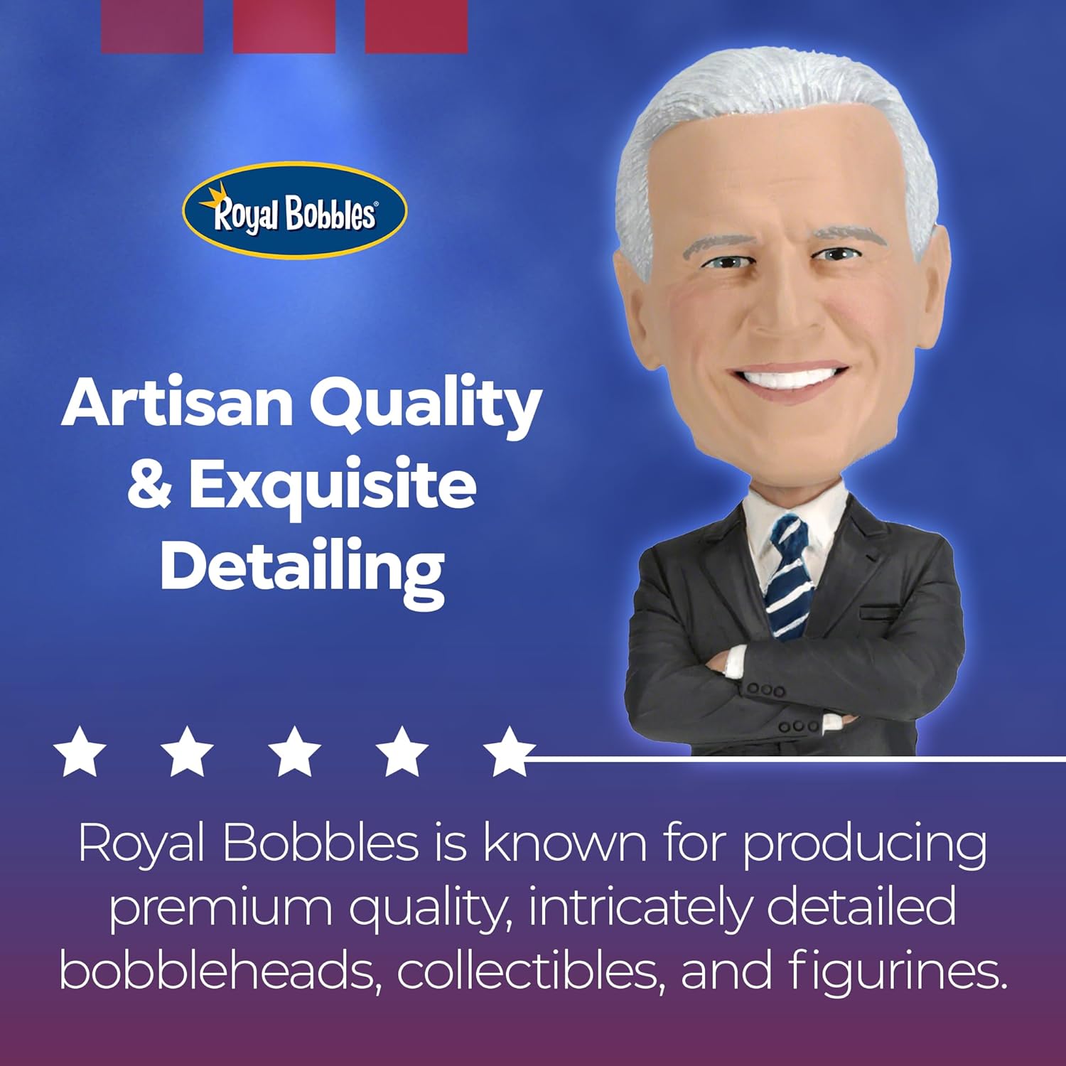 Royal Bobbles Joe Biden, 46th President of The United States – 7.9 Inches Tall – Collectible Bobblehead Statue