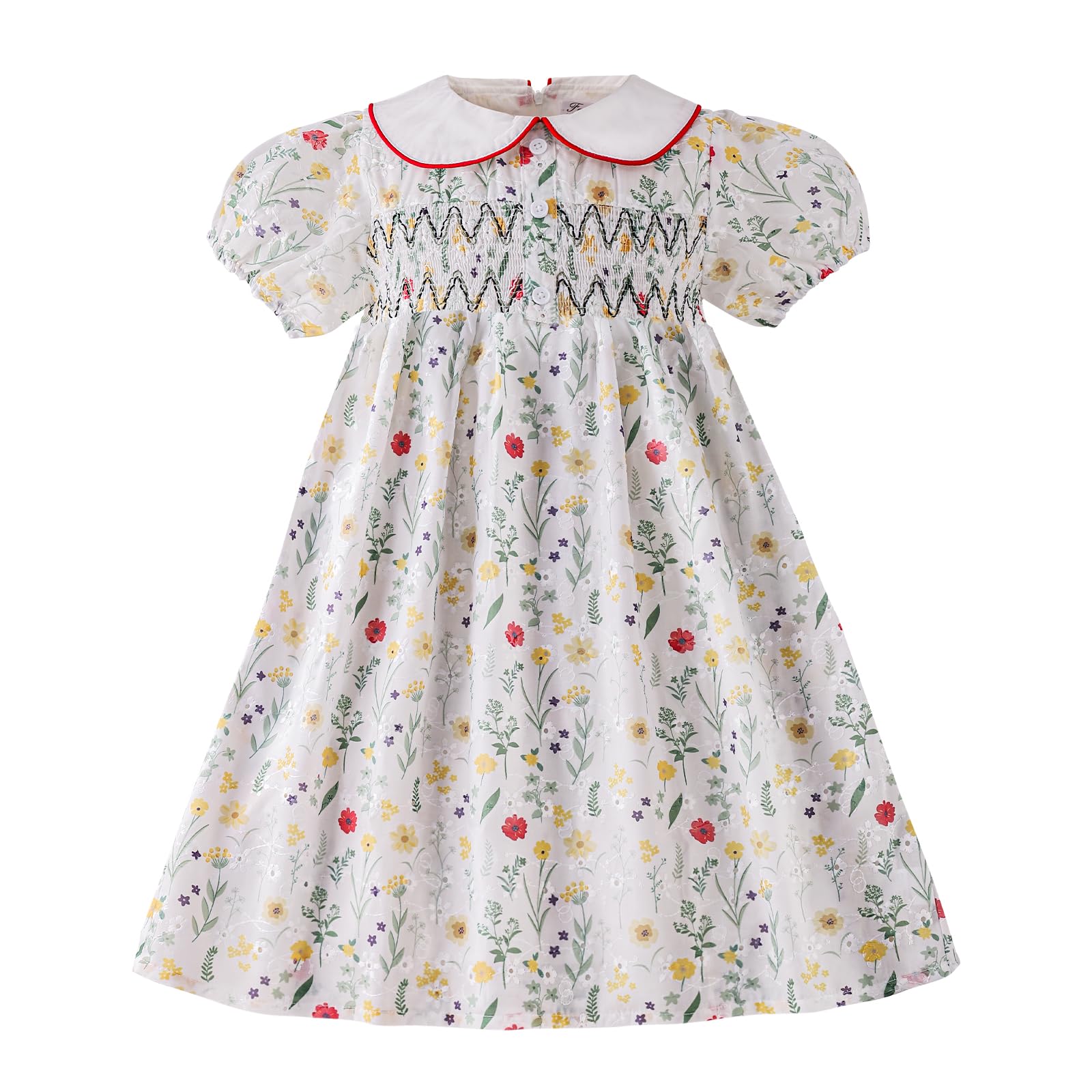 Girls Easter Dress Toddler Smocked Spring Vintage Summer Birthday Party Floral Peter Pan Collar Little Girl Dresses