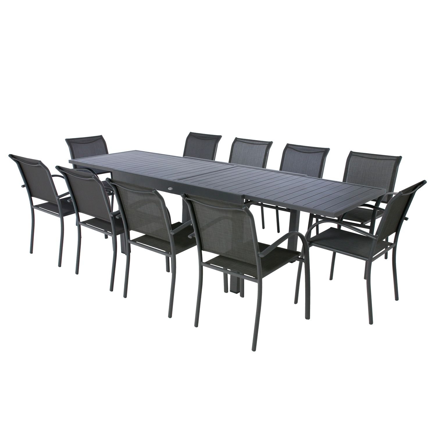 Hespéride Table de Jardin Extensible 10 Personnes Piazza - L. 135/270 cm - Noir Graphite