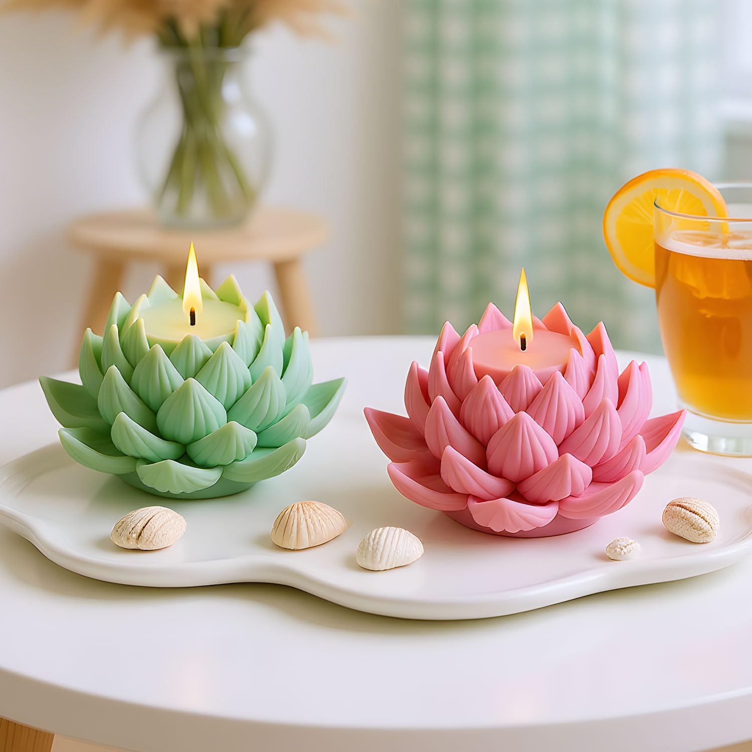 Amazon.co.jp: XIAOSHUI 蓮の花キャンドル型 蓮の花型 蓮の花
