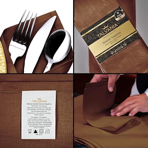 Miniatura 2 de Paquete de 12 servilletas de tela de algodón de calidad hotelera de lujo, servilletas de tela brillante y suave (18 x 18 pulgadas), perfectas para