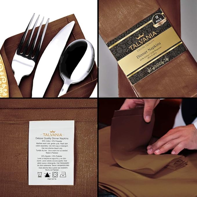 Servilletas de Tela Chocolate - 12 Unidades - Algodón - Cuadradas 45.72 cm miniatura 2