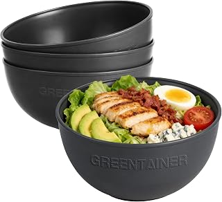 Greentainer Schüssel Müslischalen/Salatschalen 4er Set Obstschale, Suppenschüssel für Kinder und Erwachesene|Leicht & Bruchsicher|Spülmaschinen- Mikrowellentauglich|Kunststoff -Gran